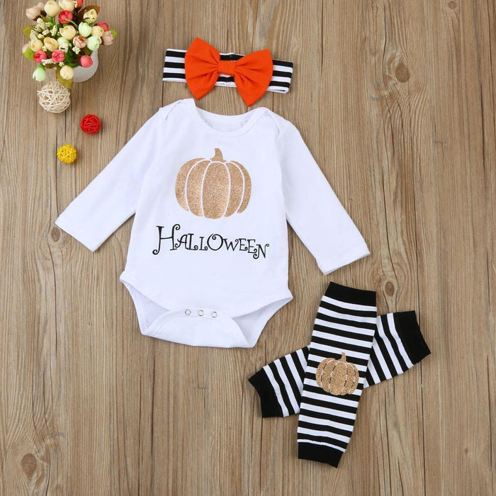 Halloween Outfit + Bow White / 3 Mo Holiday Theme