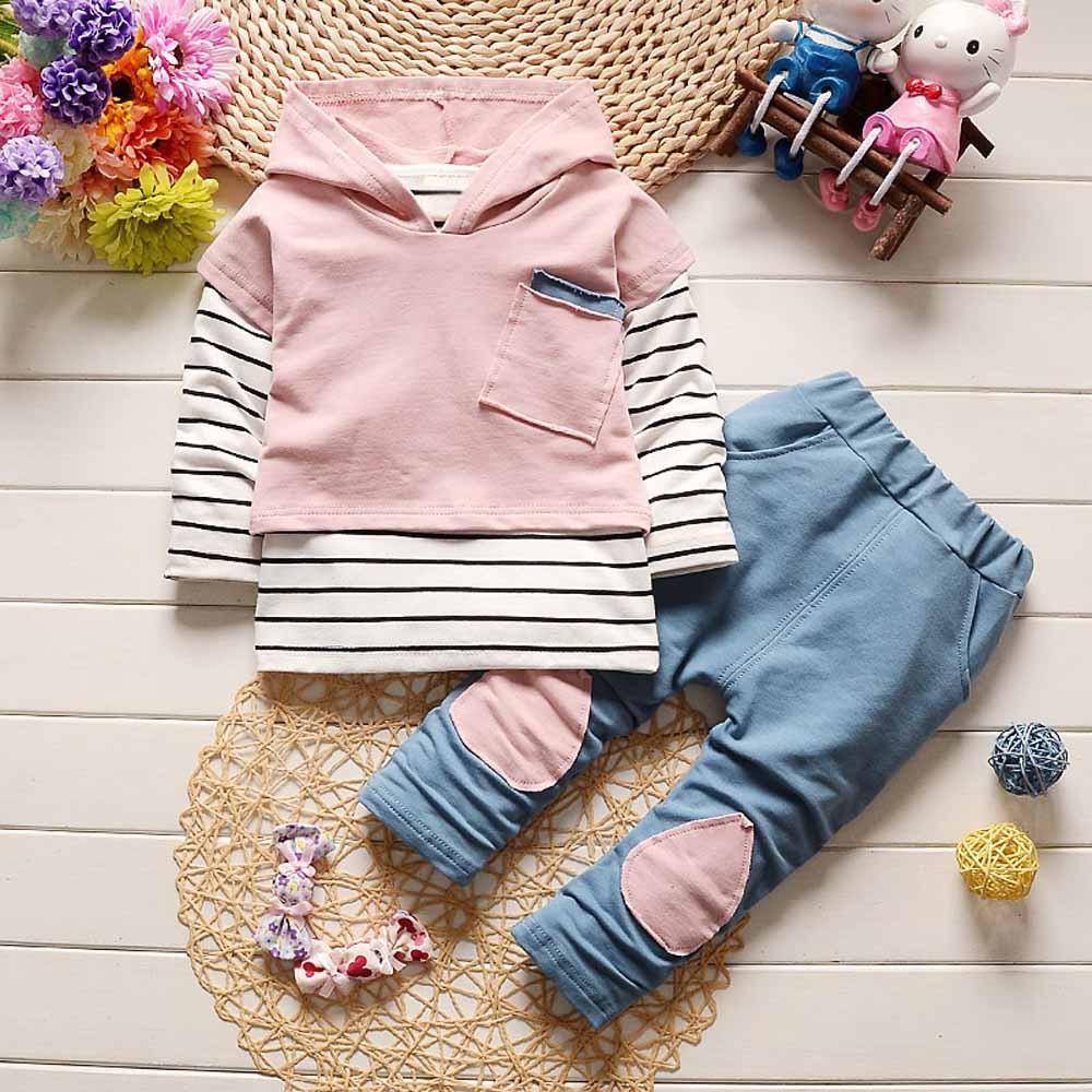 Striped Hooded Sweater & Pants Outfits For Baby Toddler Boys & Girls ...