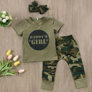 Daddys Girl Or Boy T-Shirt Camouflage Pants Outfit / 6 Mo
