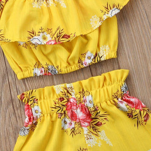 Yellow Floral Top Shorts Outfit - Bitsy Bug Boutique