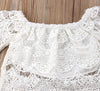 White Lace Top with Shorts & Ruffled Maxi Skirt Set - Bitsy Bug Boutique