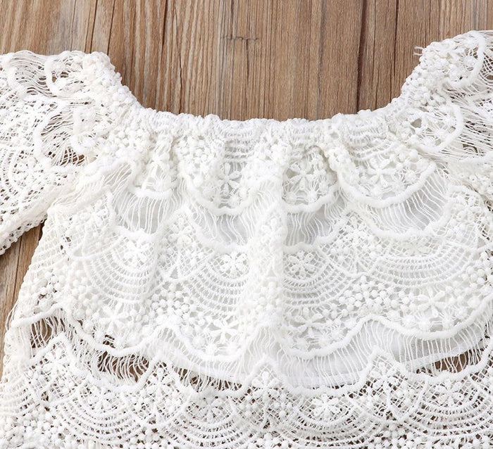 White Lace Top with Shorts & Ruffled Maxi Skirt Set for Baby & Toddler ...