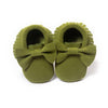 Fringed Bow Moccasin Shoes (Multiple Colors) Olive / 13-18 Mo