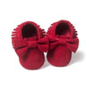Fringed Bow Moccasin Shoes (Multiple Colors) Red / 13-18 Mo