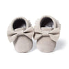 Fringed Bow Moccasin Shoes (Multiple Colors) Gray / 13-18 Mo