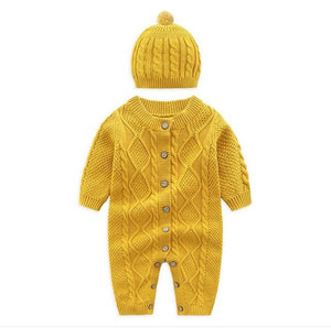 Knitted Romper with Hat (Multiple Colors) - Bitsy Bug Boutique