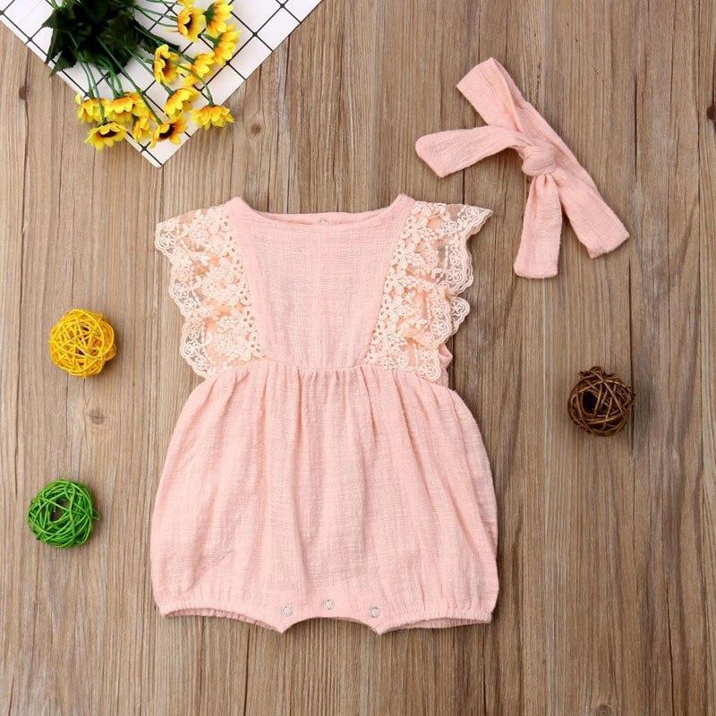 Pink Laced Romper for Baby & Toddler Girls Bitsy Bug Boutique