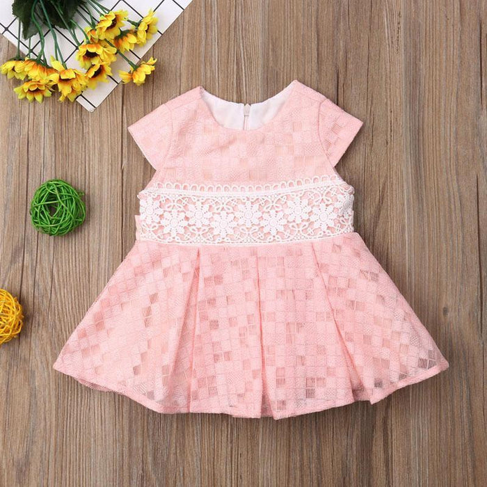 Floral Lace Checkered Dress - Bitsy Bug Boutique
