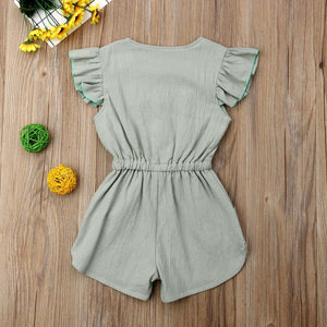 Ruffle Sleeve Bow Waist Shorts Romper (2 Colors) - Bitsy Bug Boutique