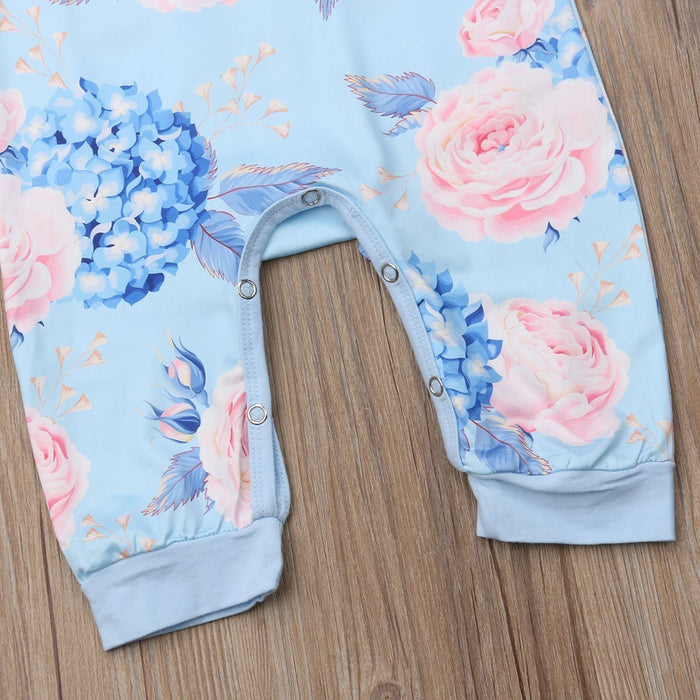 Blue Floral Onesie Headband Outfit - Bitsy Bug Boutique
