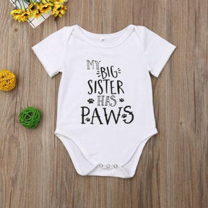 My Big Sister or Brother Has Paws Dog Onesie - Bitsy Bug Boutique