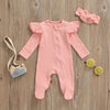 Solid Ribbed Footie Onesie with Bow