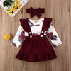 Floral Overalls Dress with Bow