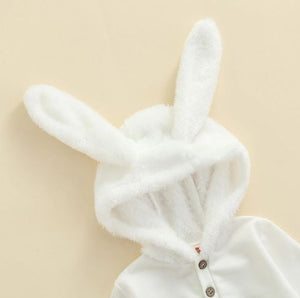 Plush Bunny Ears Hooded Onesie