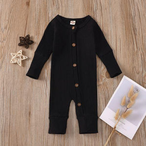 Solid Ribbed Button Baby Onesie