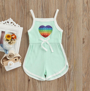 Rainbow Heart Shorts Romper (4 Colors)